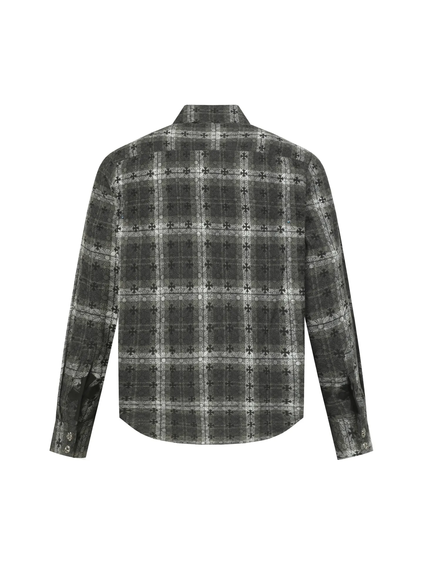 🅿️330 CH Crow Heart Leather Label Metal Checkered Shirt Jacket. Original Crow family's unique identity embellished with silver buckle cross leather stamp, custom-dyed dark pattern brand fabric, high-quality checkered pattern tailoring, cross leather badge splicing on the sleeves, one-sided patch pocket design on the chest, custom-made high-quality lettering hardware accessories, distressed retro silver buckles, three-dimensional version. The upper body is sassy and handsome. Natural high-street style. Needless to say, the upper body effect is natural. It is at the forefront of the trend. Its vibrant design and versatile attributes can surprise you no matter how you match it! Size: S-XL